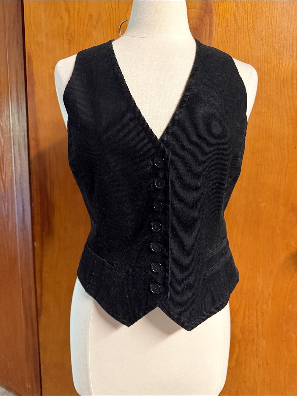 H&M Classic Corduroy Black Button-Front Women's Vest 10